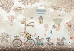 Cycling Giraffe Wallpaper : Balloon Animals Kids Mural - View 2