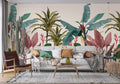 Colorful Tropical Plant Wallpaper : Heliconia And Palm Mural