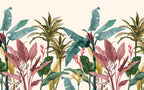 Colorful Tropical Plant Wallpaper : Heliconia And Palm Mural - View 2