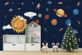 Solar System Wallpaper : Kids Planets and Astronaut Mural