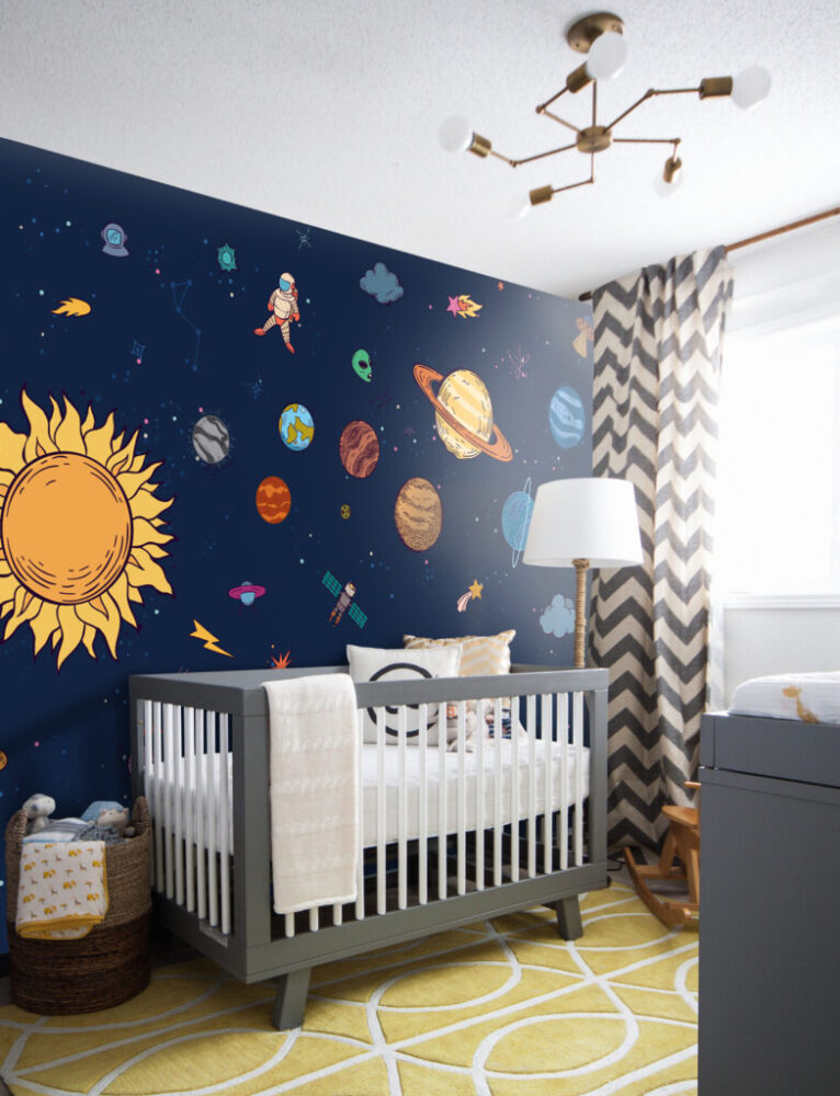 Solar System Wallpaper : Kids Planets and Astronaut Mural - View 5