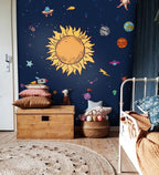 Solar System Wallpaper : Kids Planets and Astronaut Mural - View 4