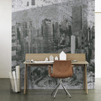 Black and White City Wallpaper : Grunge Skyline Photo Mural - View 5