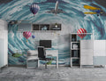Sky Vortex Wallpaper : Airplanes and Balloons Clouds Mural