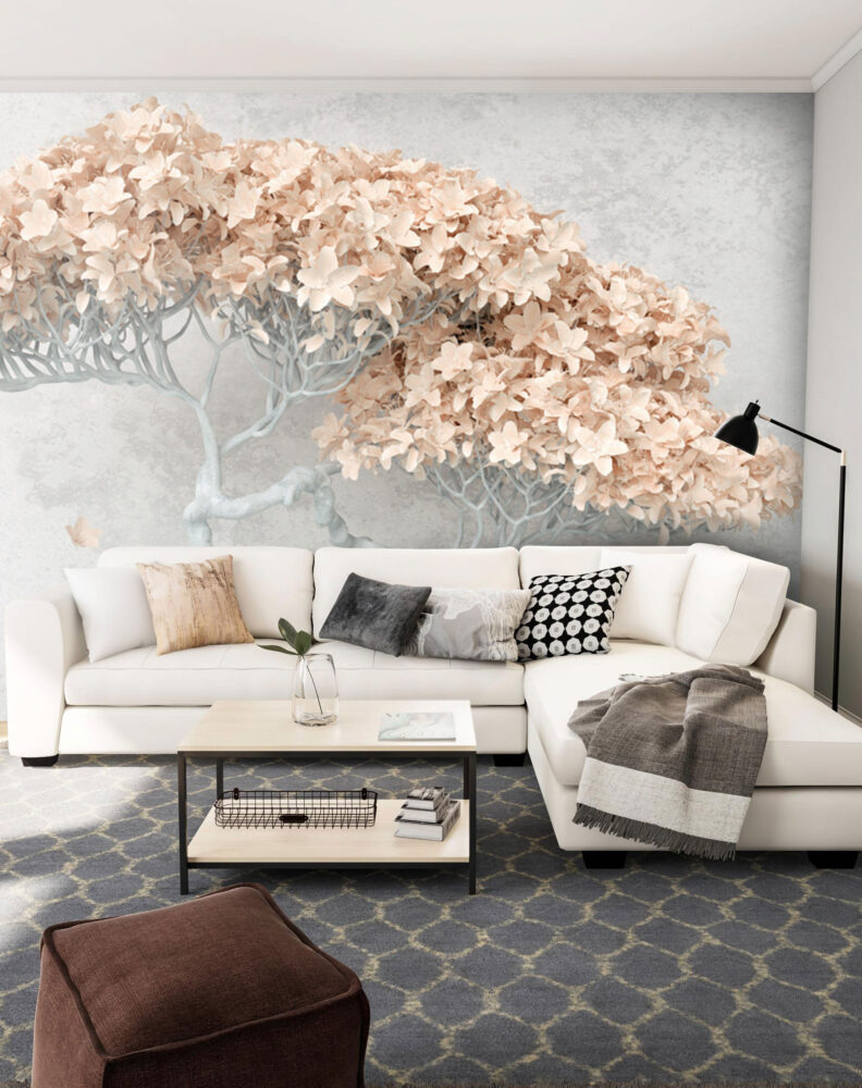 Pink Blossom Tree Wallpaper : Mint 3D Floral Mural