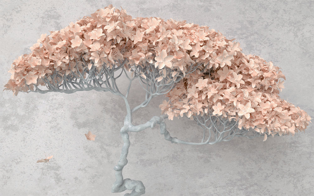 Pink Blossom Tree Wallpaper : Mint 3D Floral Mural - flat design