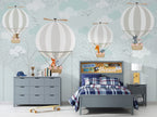 Striped Balloon Animals Wallpaper : Soft Mint Forest Mural