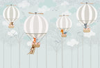 Striped Balloon Animals Wallpaper : Soft Mint Forest Mural - flat design