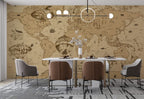 Antique World Map Wallpaper : Sepia Hot Air Balloon Mural