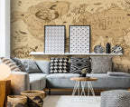Antique World Map Wallpaper : Sepia Hot Air Balloon Mural - View 4