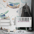 Watercolor Airplanes Wallpaper : Kids Sky and Town Mural
