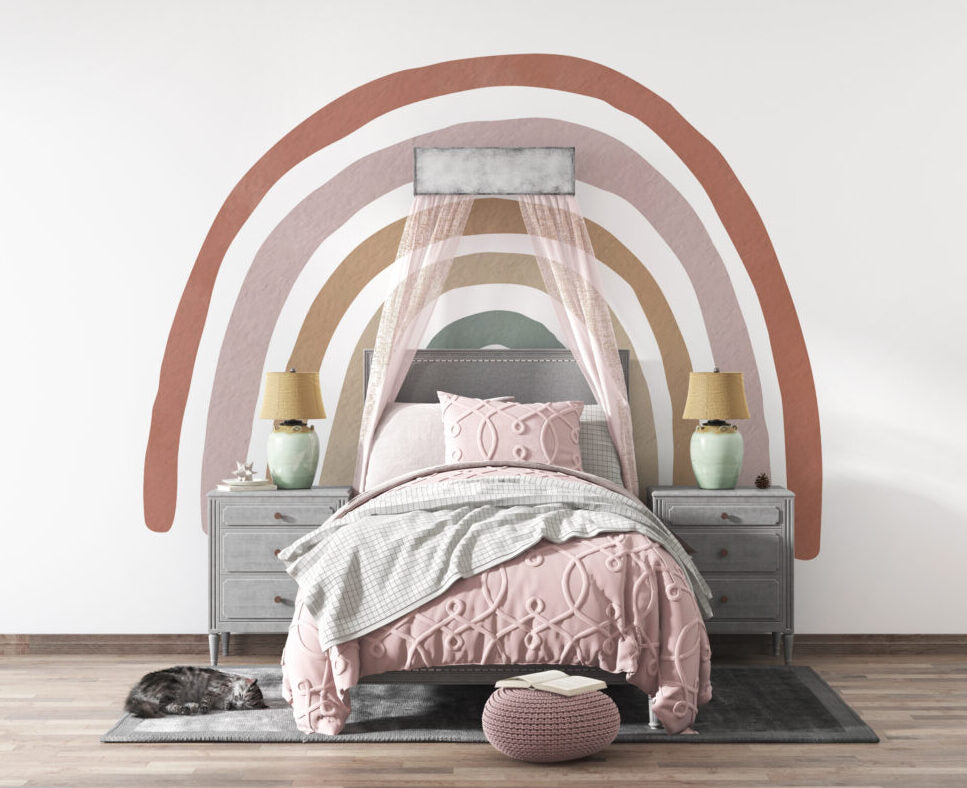 Boho Rainbow Wallpaper : Earthy Minimalist Nursery Mural
