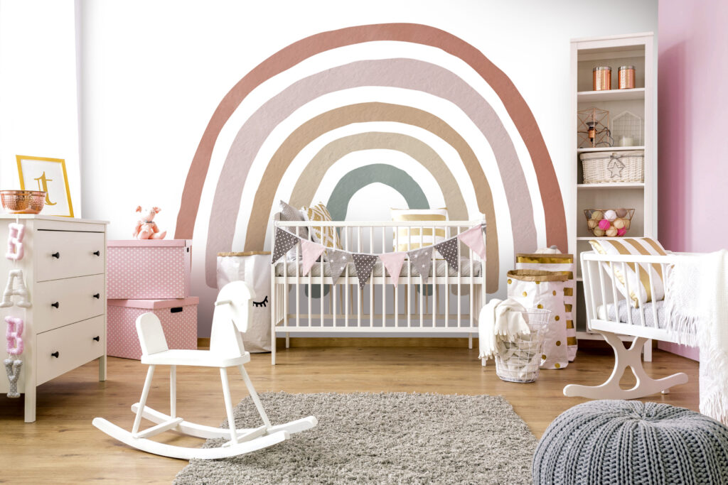 Boho Rainbow Wallpaper : Earthy Minimalist Nursery Mural - View 4
