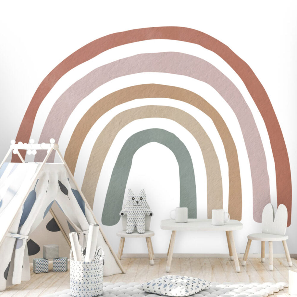 Boho Rainbow Wallpaper : Earthy Minimalist Nursery Mural - View 5