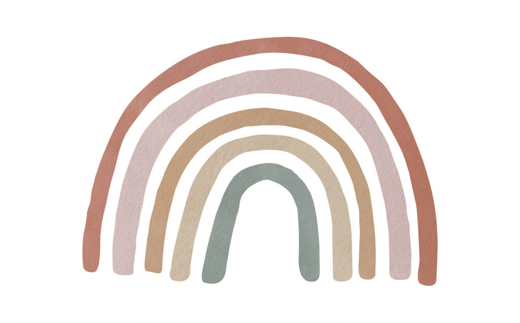 Boho Rainbow Wallpaper : Earthy Minimalist Nursery Mural - flat design