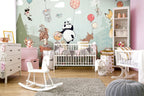 Balloon Animals Wallpaper : Panda And Friends Flying Mural - View 6