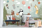 Balloon Animals Wallpaper : Panda And Friends Flying Mural - View 3
