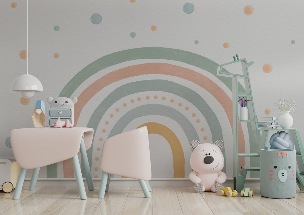 Pastel Rainbow Wallpaper : Boho Arches Kids Mural - View 4
