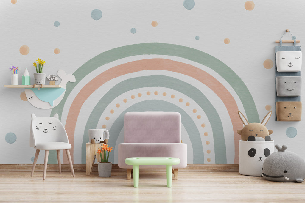 Pastel Rainbow Wallpaper : Boho Arches Kids Mural - View 5