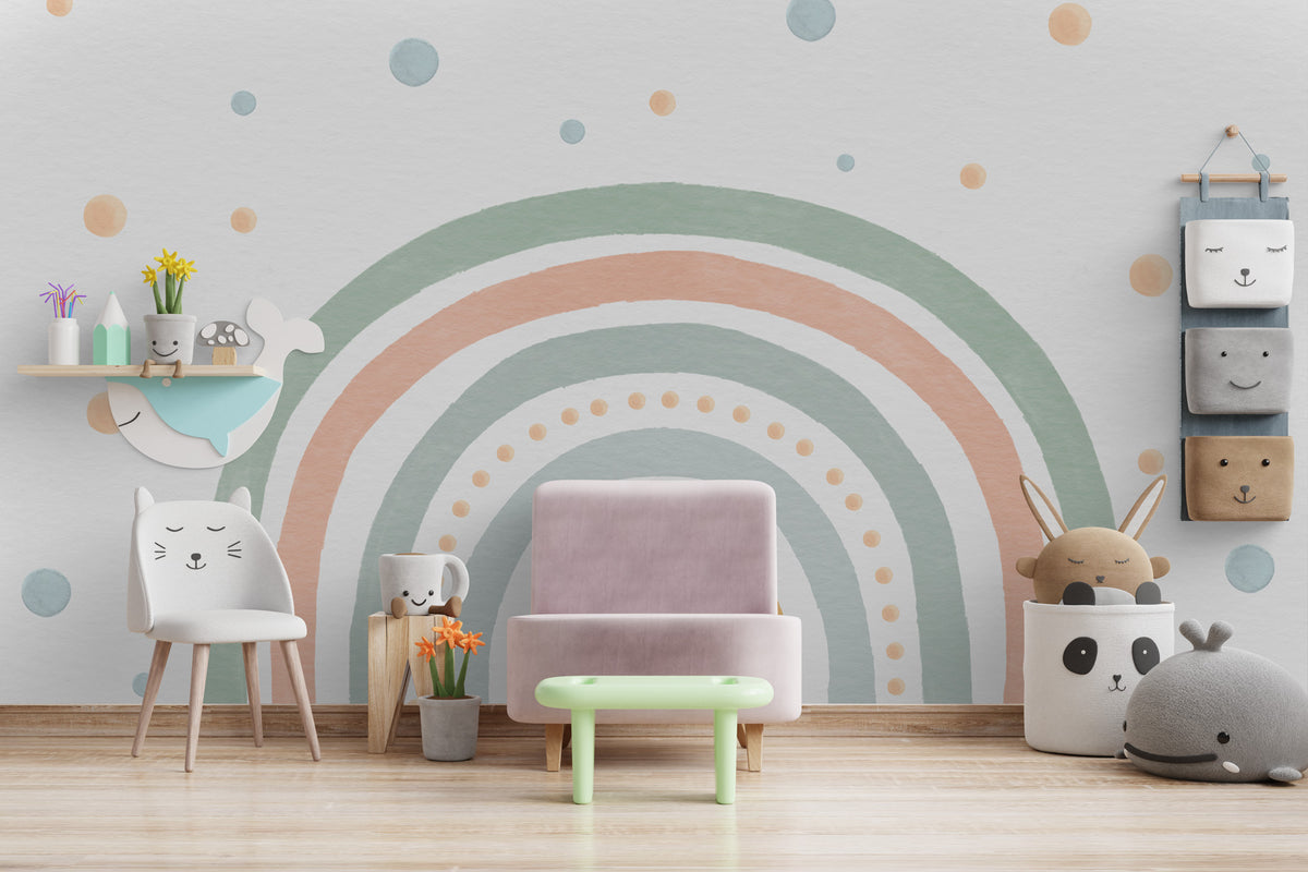 Pastel Rainbow Wallpaper : Boho Arches Kids Mural - View 5