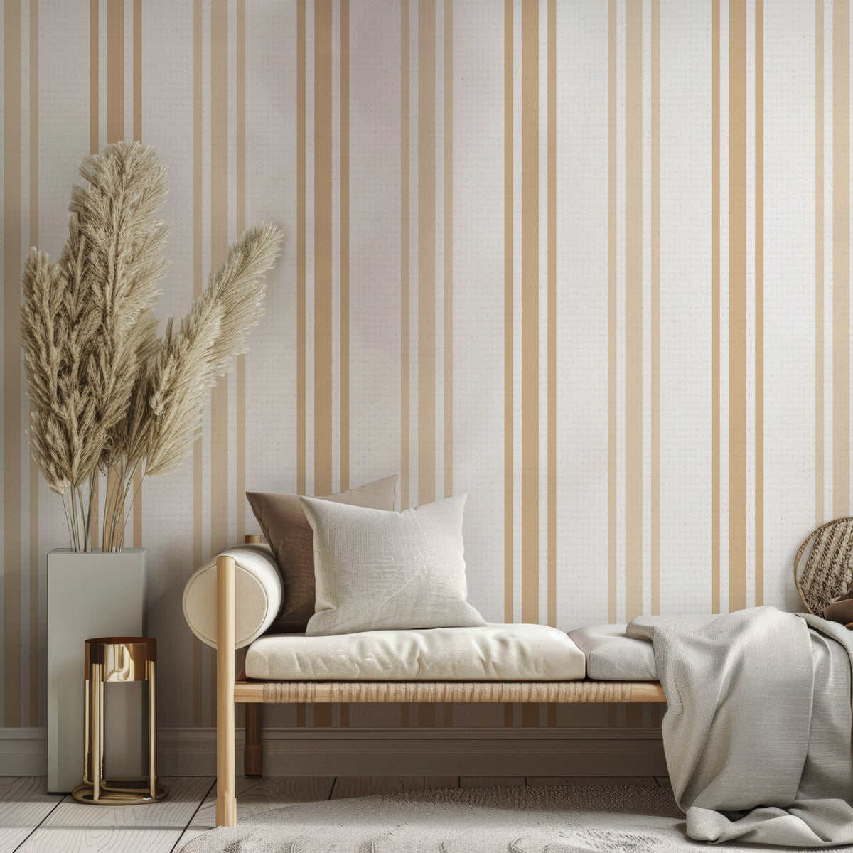 Beige Stripe Wallpaper : Earth Tone Vertical Stripe Pattern