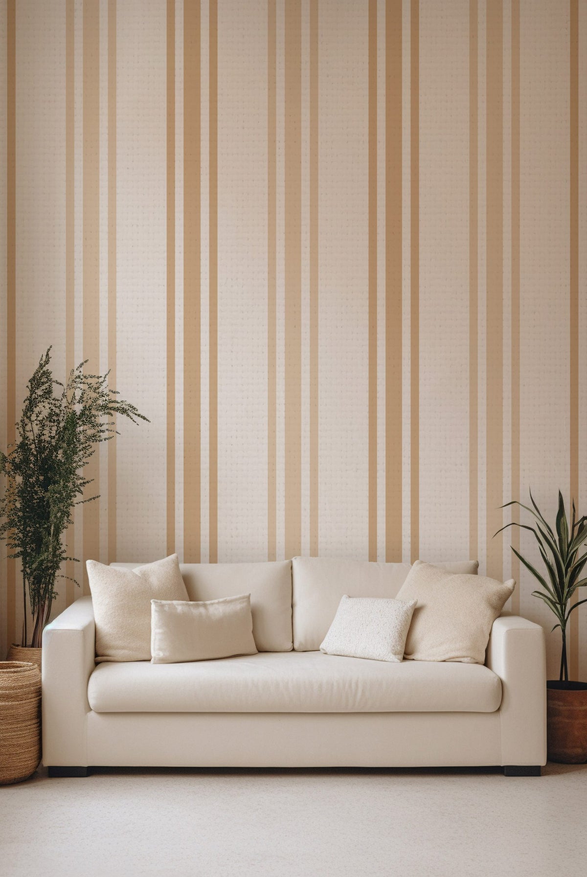 Beige Stripe Wallpaper : Earth Tone Vertical Stripe Pattern - View 3