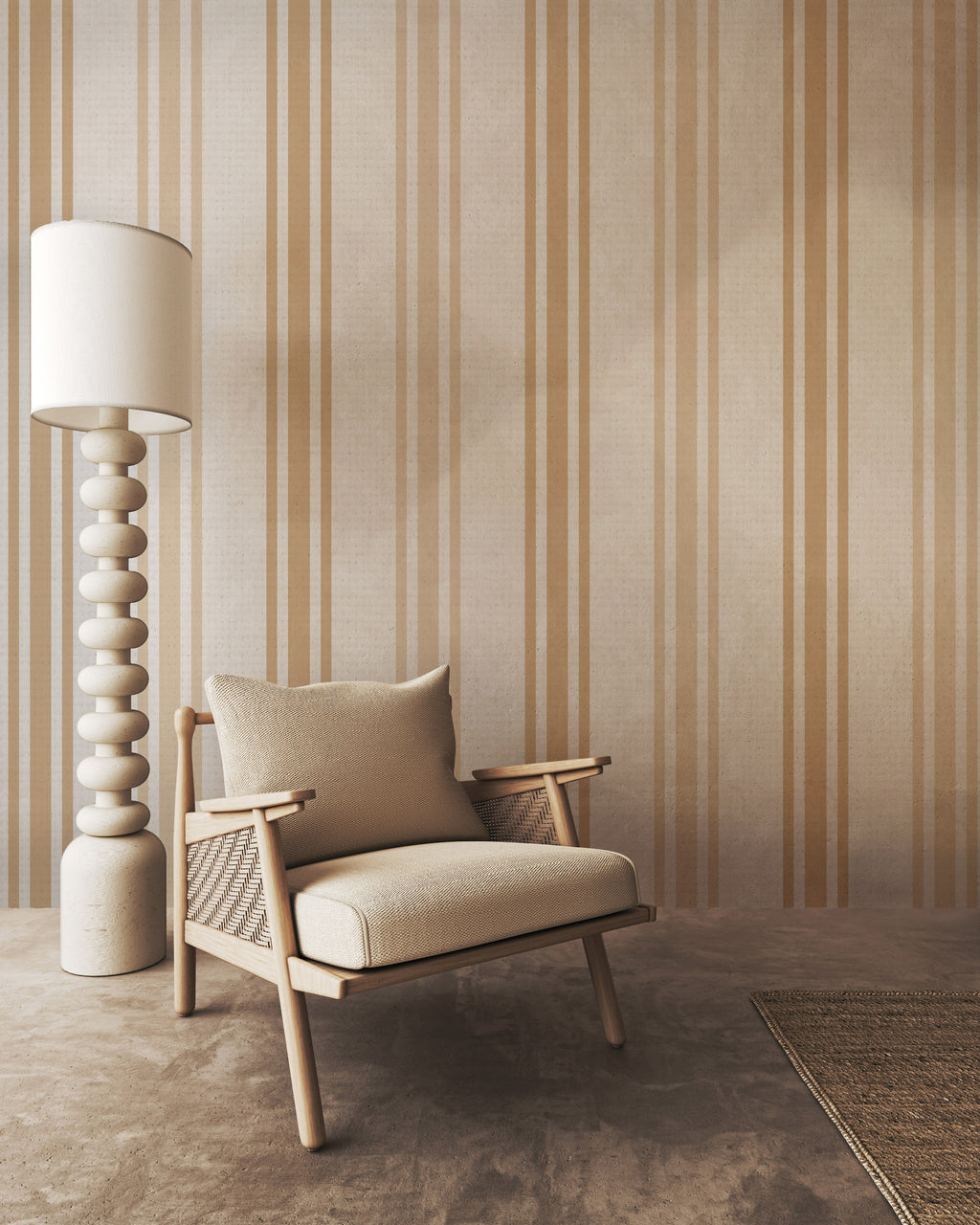 Beige Stripe Wallpaper : Earth Tone Vertical Stripe Pattern - View 6