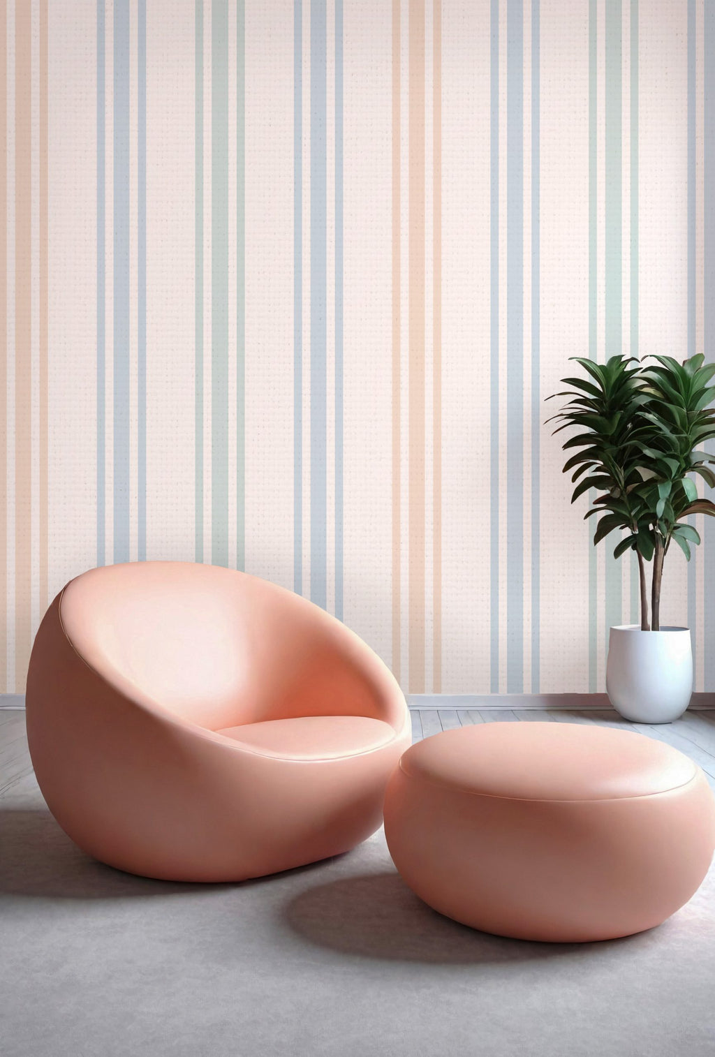Pastel Stripe Wallpaper : Blue Pink And Green Vertical Pattern - View 4