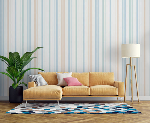 Pastel Stripe Wallpaper : Blue Pink And Green Vertical Pattern