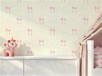 Minimal Bow Wallpaper : Blush Pink Ribbon Pattern Nursery Mural - View 5