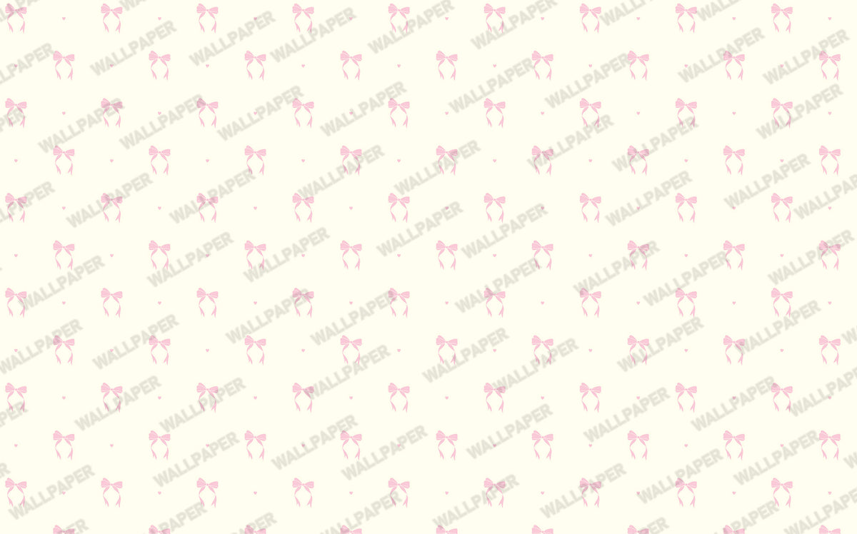Minimal Bow Wallpaper : Blush Pink Ribbon Pattern Nursery Mural - View 2