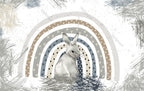 Bunny Rainbow Wallpaper : Grey Rabbit Nursery Mural - flat design