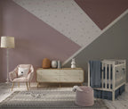 Blush and Grey Geometric Wallpaper : Starry Triangle Mural - View 3