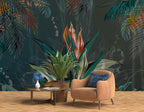 Watercolor Tropical Leaves Wallpaper : Bold Bromeliad Mural - View 4