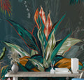 Watercolor Tropical Leaves Wallpaper : Bold Bromeliad Mural