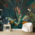 Watercolor Tropical Leaves Wallpaper : Bold Bromeliad Mural - View 2