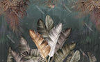 Silver Banana Leaf Wallpaper : Dark Tropical Mural - flat design