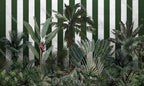 Striped Tropical Jungle Wallpaper : Green Stripes Mural - flat design