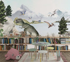 Dinosaur Lake Wallpaper : Pastel Prehistoric Kids Mural