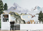 Dinosaur Lake Wallpaper : Pastel Prehistoric Kids Mural - View 4
