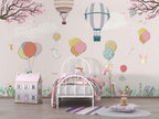 Blush Balloon Animals Wallpaper : Pink Meadow Nursery Mural - View 2