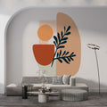 Boho Leaf Sun Wallpaper : Terracotta Abstract Shapes Mural