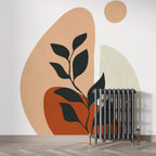 Boho Black Leaf Wallpaper : Peach Abstract Sun Mural - View 2