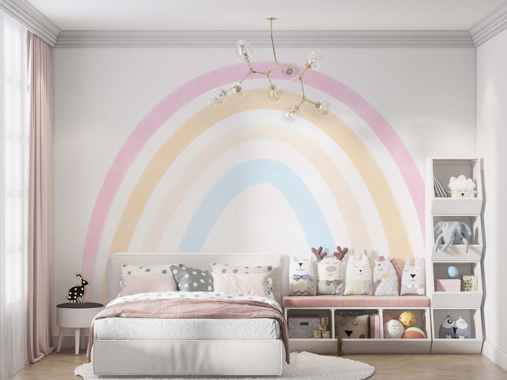 Pastel Rainbow Wallpaper : Soft Minimal Nursery Mural
