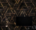 Black and Bronze Geometric Wallpaper : Art Deco Triangle Mural