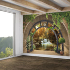 Autumn Waterfall Wallpaper : Garden Arch Forest View Mural - View 2