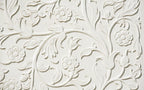White 3D Floral Relief Wallpaper : Embossed Marble Damask Mural - flat design