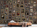 Animal Portrait Gallery Wallpaper : Framed Vintage Pet Paintings Mural