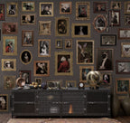 Animal Portrait Gallery Wallpaper : Framed Vintage Pet Paintings Mural - View 2