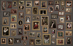 Animal Portrait Gallery Wallpaper : Framed Vintage Pet Paintings Mural - flat design
